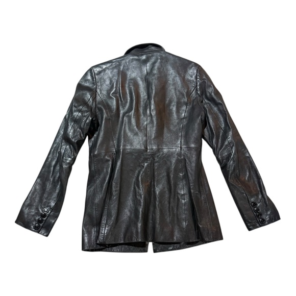 Reformation Veda Bowery Leather Jacket Blazer Sz M Black - Picture 4 of 7